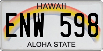 HI license plate ENW598