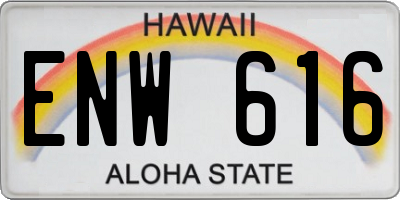 HI license plate ENW616