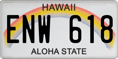 HI license plate ENW618