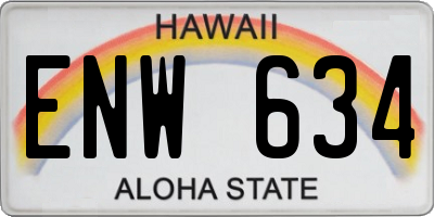 HI license plate ENW634