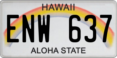 HI license plate ENW637
