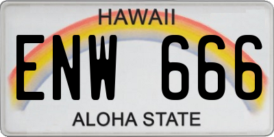 HI license plate ENW666
