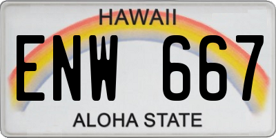 HI license plate ENW667