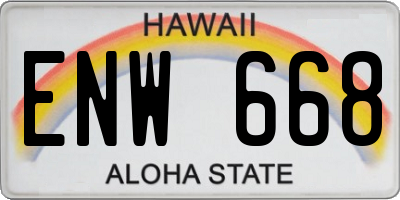 HI license plate ENW668