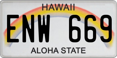 HI license plate ENW669