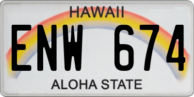 HI license plate ENW674