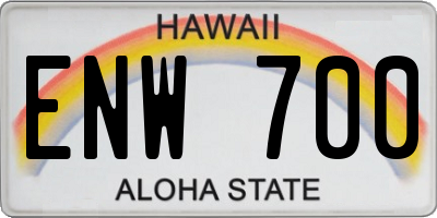 HI license plate ENW700