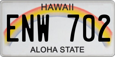 HI license plate ENW702