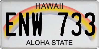 HI license plate ENW733