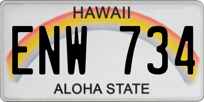 HI license plate ENW734