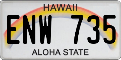 HI license plate ENW735