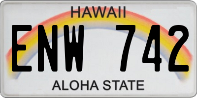 HI license plate ENW742