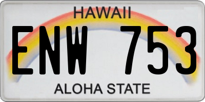HI license plate ENW753