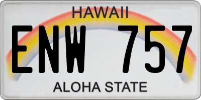 HI license plate ENW757