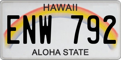 HI license plate ENW792