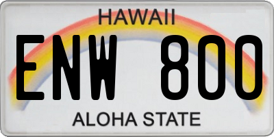 HI license plate ENW800