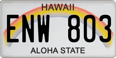 HI license plate ENW803