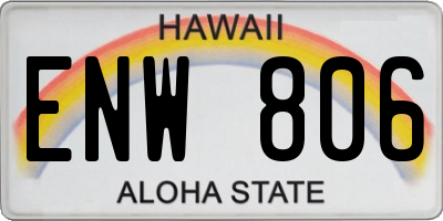 HI license plate ENW806