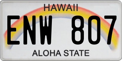 HI license plate ENW807