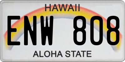 HI license plate ENW808