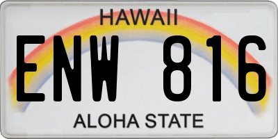 HI license plate ENW816