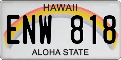 HI license plate ENW818