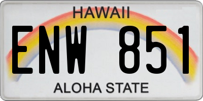 HI license plate ENW851