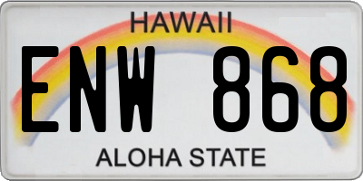 HI license plate ENW868