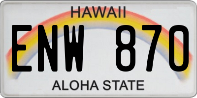 HI license plate ENW870