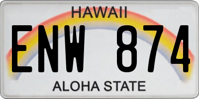 HI license plate ENW874