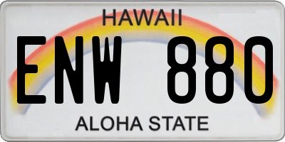 HI license plate ENW880