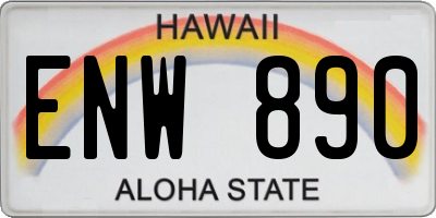 HI license plate ENW890