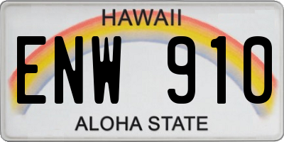 HI license plate ENW910