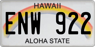 HI license plate ENW922
