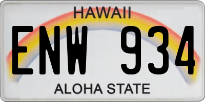 HI license plate ENW934