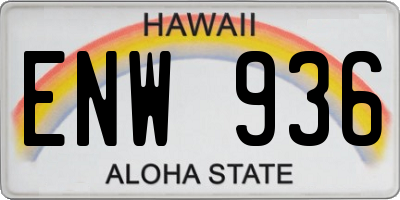 HI license plate ENW936