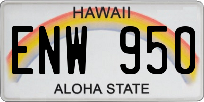 HI license plate ENW950