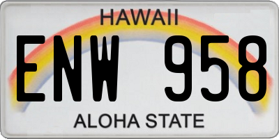 HI license plate ENW958