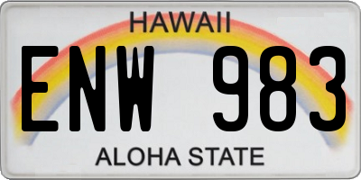 HI license plate ENW983