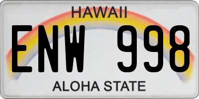 HI license plate ENW998