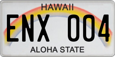 HI license plate ENX004
