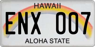HI license plate ENX007