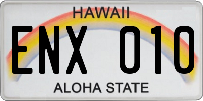 HI license plate ENX010