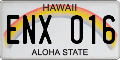 HI license plate ENX016