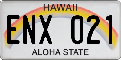 HI license plate ENX021