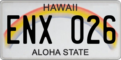 HI license plate ENX026