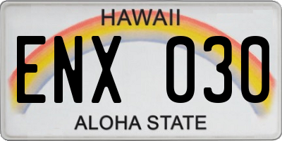 HI license plate ENX030