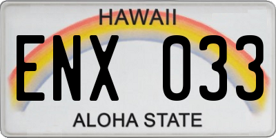 HI license plate ENX033