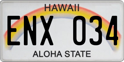 HI license plate ENX034