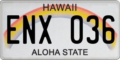 HI license plate ENX036